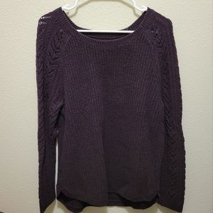 LOFT Cozy Crewneck Sweater in Deep Purple, size Large